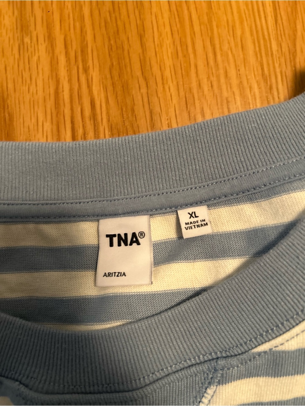 Aritzia Mighty Cotton Wicket Longsleeve - Light Birch / Ripple BIue Size XL NWOT - Picture 12 of 14